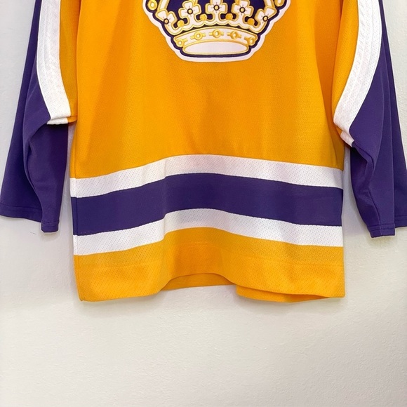 Vintage CCM NHL LA Kings Hockey Jersey Air-Knit Crown Logo Yellow Purple Medium - Picture 4 of 15